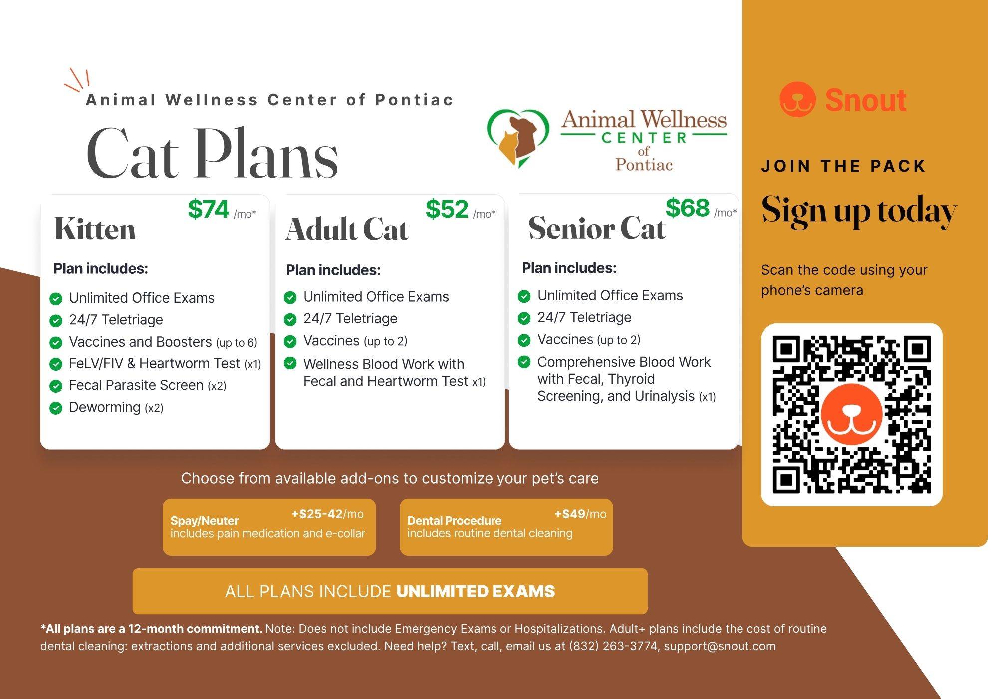 Animal Wellness Center of Pontiac Cat Plans