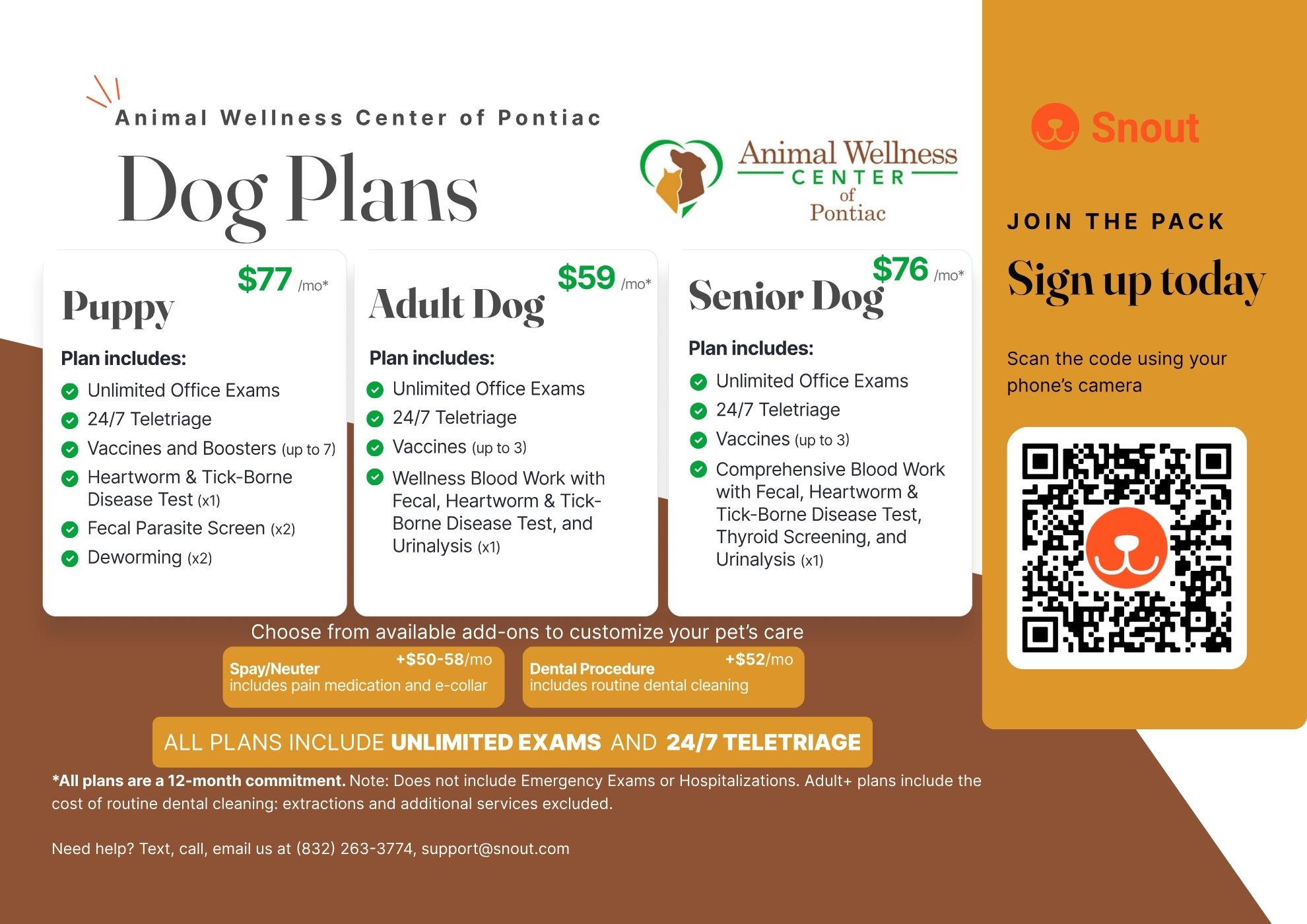 Animal Wellness Center of Pontiac Dog Plans